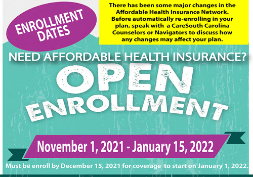 Affordable Health Insurance Open Enrollment November 1, 2021-January 15, 2022