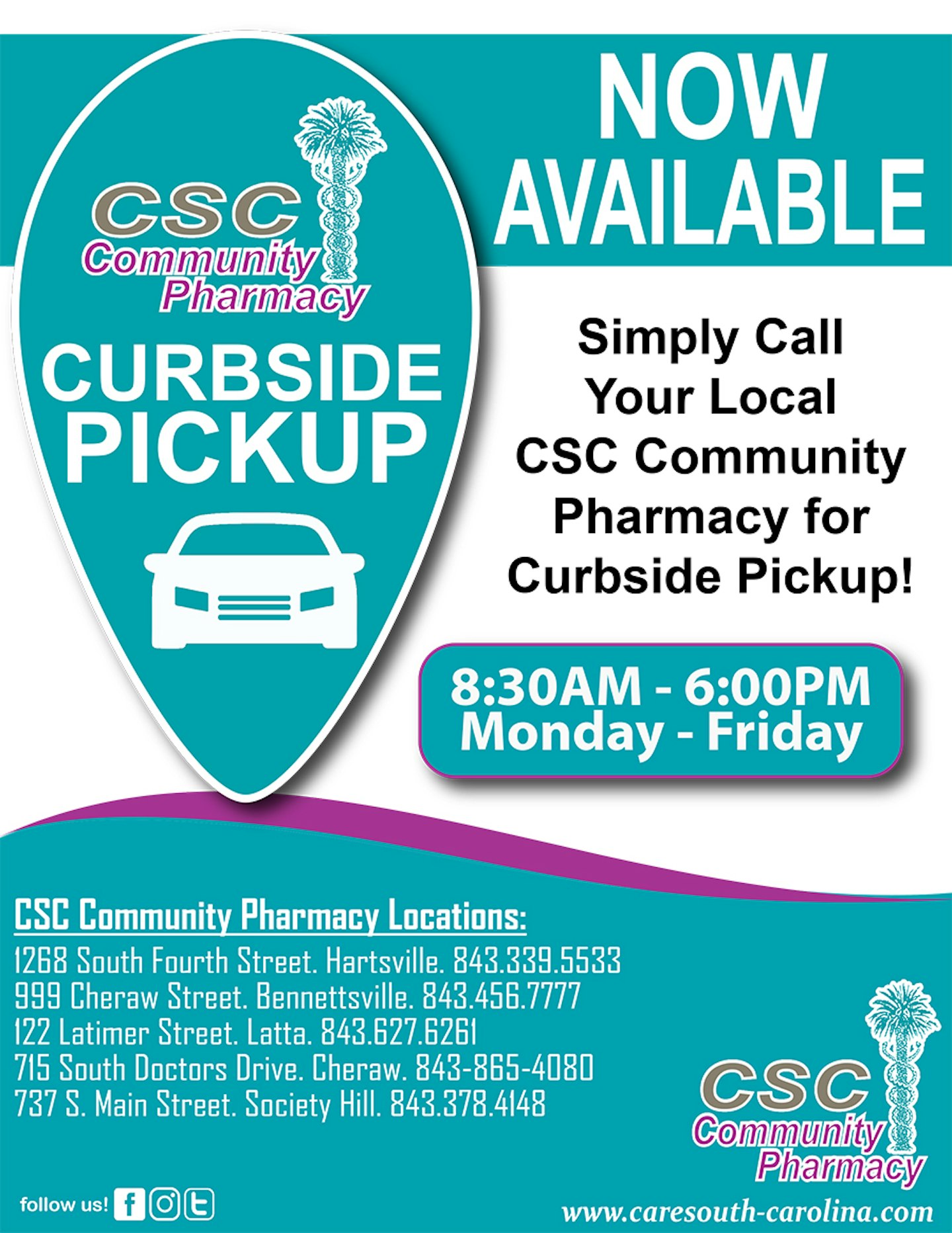 CSC Community Pharmacies Offering Curbside Pickup CareSouth Carolina